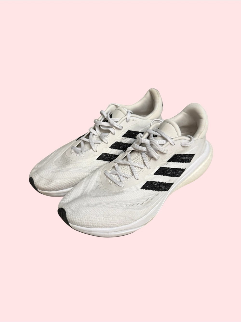 adidas Women's White Running Sneakers with Black Stripes